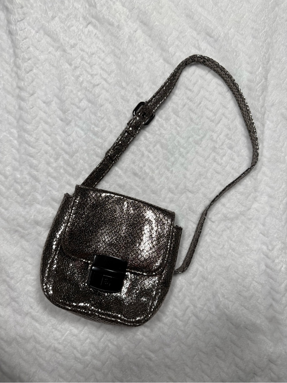 Nila Anthony Metallic Charcoal Silver Crossbody Bag
